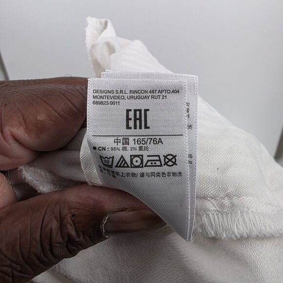 Gap Denim White Distressed Fringe Hem Skirt Size 10 - Picture 4 of 10